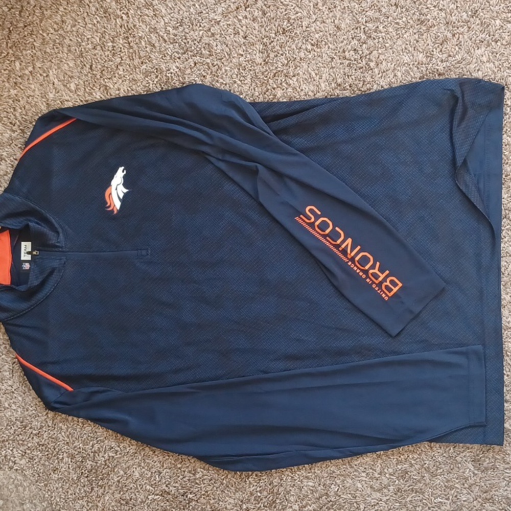 Team Apparel NFL Navy Blue & Black Pullover with Orange Accents Broncos Mens LG